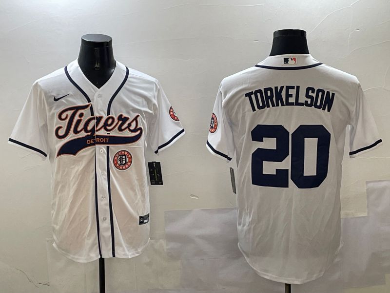 Men Detroit Tigers #20 Torkelson White Jointly Name 2025 Nike MLB Jersey style 5